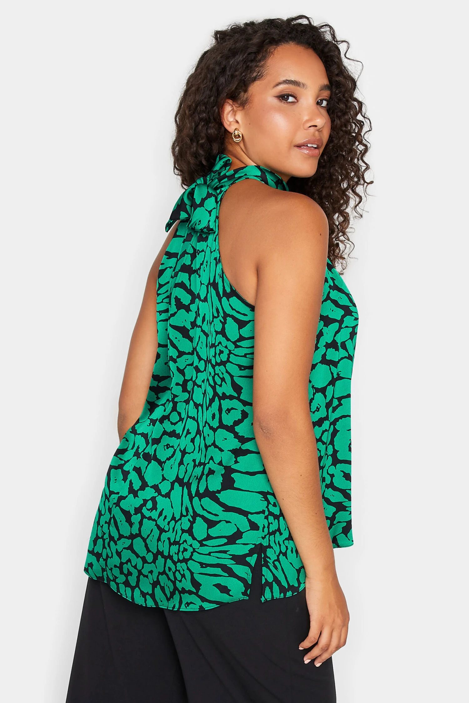 M&Co Black Animal Print Halterneck Blouse 4 M&Co Black Animal Print Halterneck Blouse - Image 4