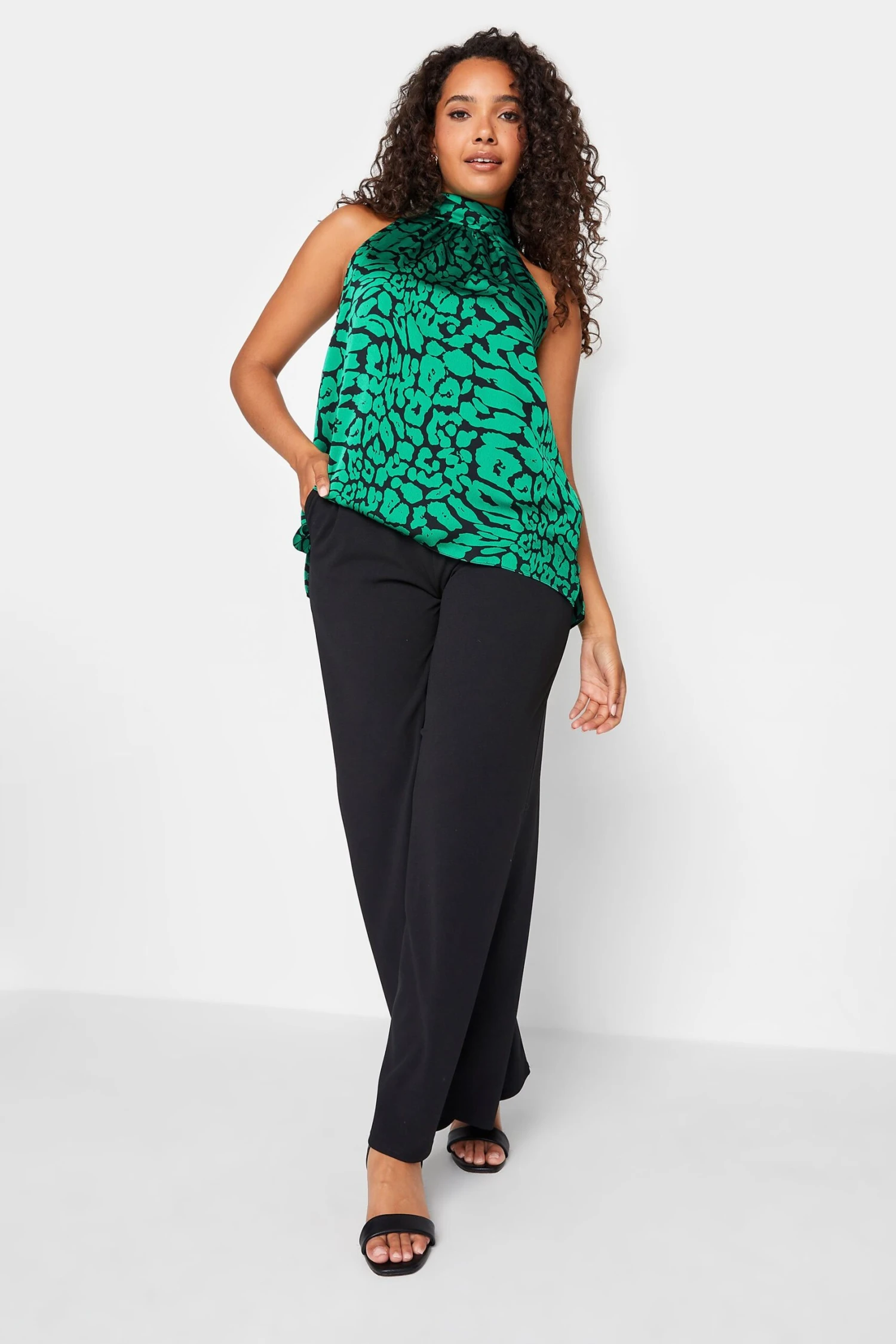 M&Co Black Animal Print Halterneck Blouse 2 M&Co Black Animal Print Halterneck Blouse - Image 2