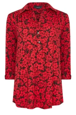 M&Co Red Floral Half Placket Jersey Shirt -M&Co Sales Store daca2b67 f93e 4a 550524 X1 scaled
