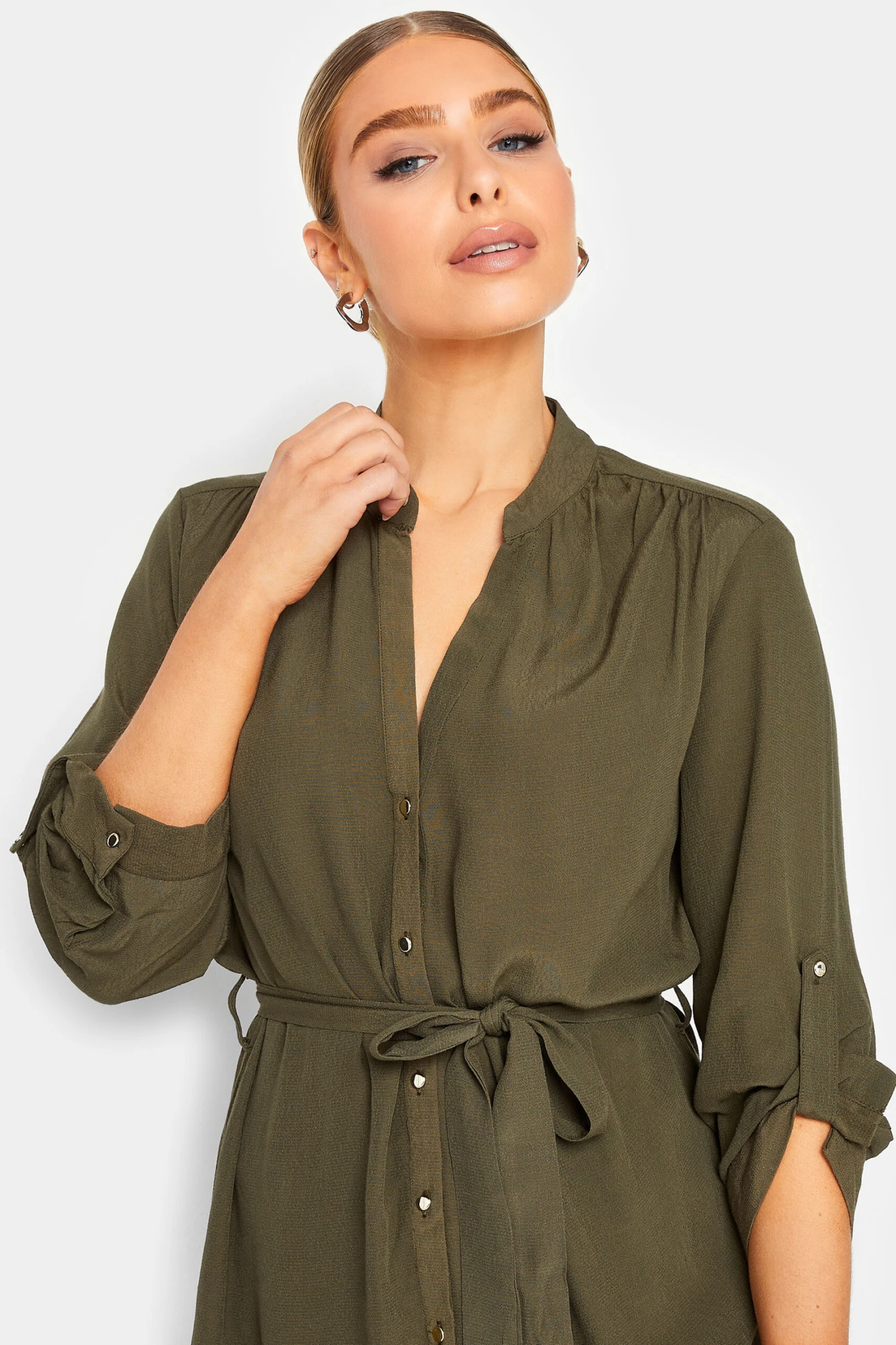 M&Co Khaki Green Tie Waist Blouse 4 M&Co Khaki Green Tie Waist Blouse - Image 4