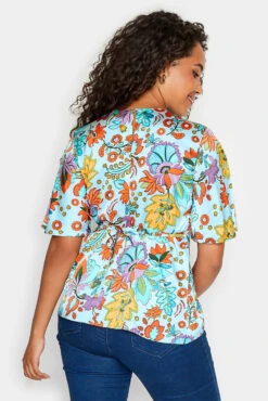 M&Co Light Blue Floral Tie Back Blouse -M&Co Sales Store dbbbeb93 108a 43 550277 C scaled