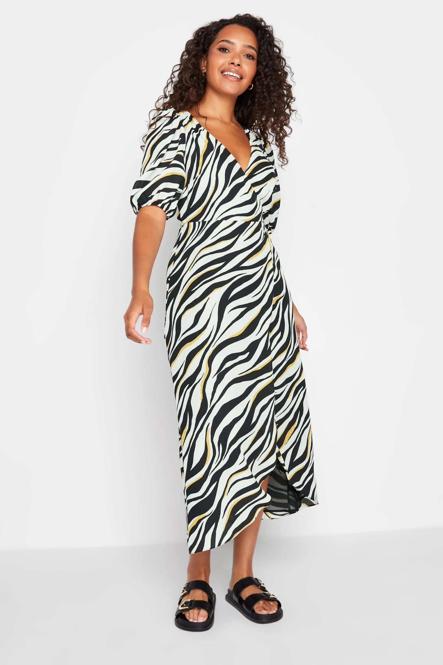 M&Co Black Zebra Print Wrap Dress 2 M&Co Black Zebra Print Wrap Dress - Image 2