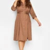 M&Co Brown Tie Waist Shirt Dress