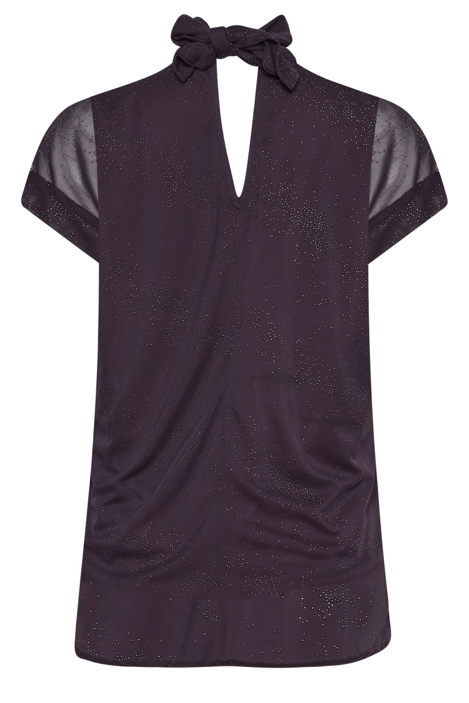 M&Co Dark Purple Tie Neck Blouse 7 M&Co Dark Purple Tie Neck Blouse - Image 7