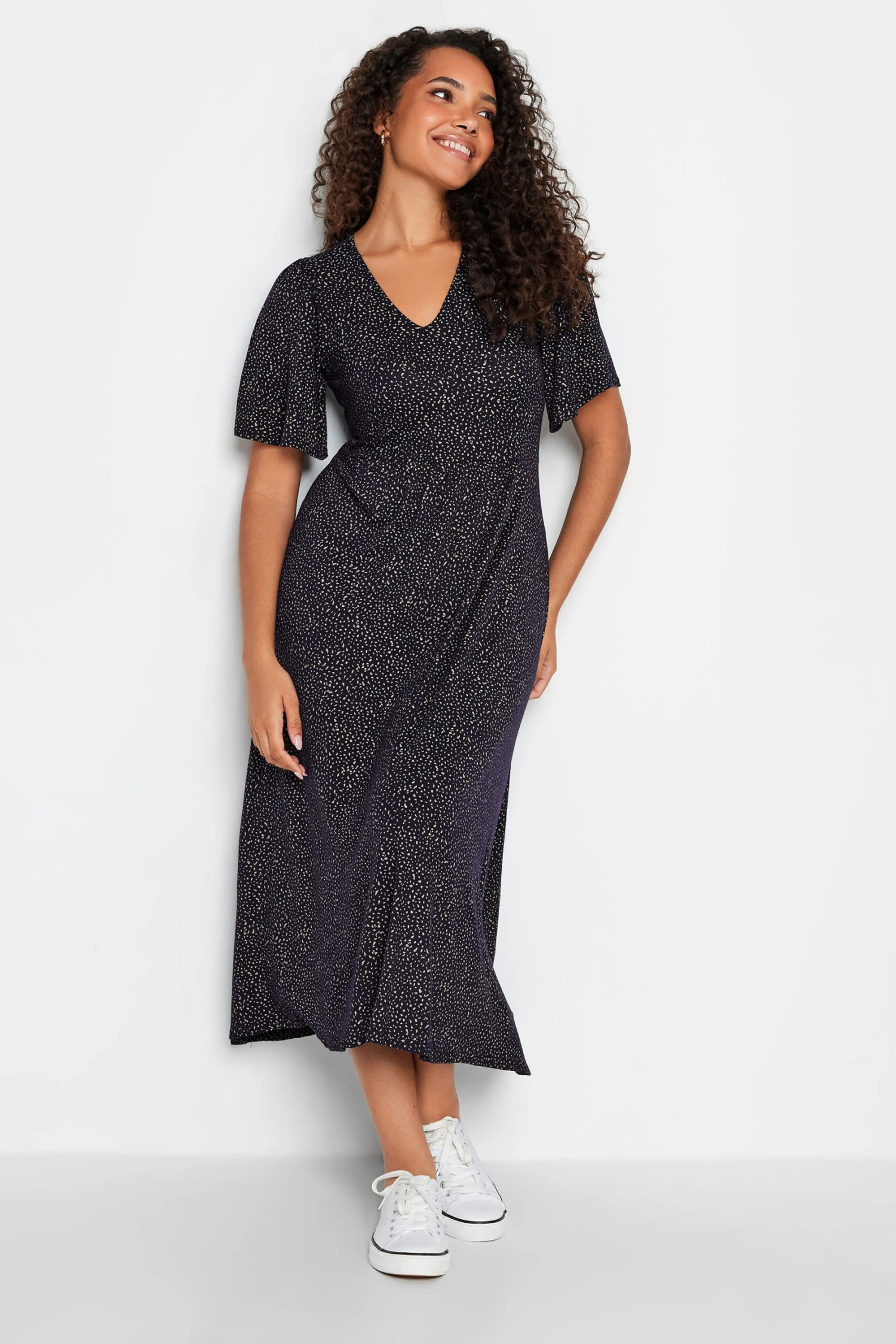 M&Co Navy Blue Polka Dot Maxi Dress 2 M&Co Navy Blue Polka Dot Maxi Dress - Image 2
