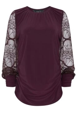 M&Co Burgundy Red Lace Long Sleeve Top -M&Co Sales Store de80c7f9 fd91 45 550339 X scaled