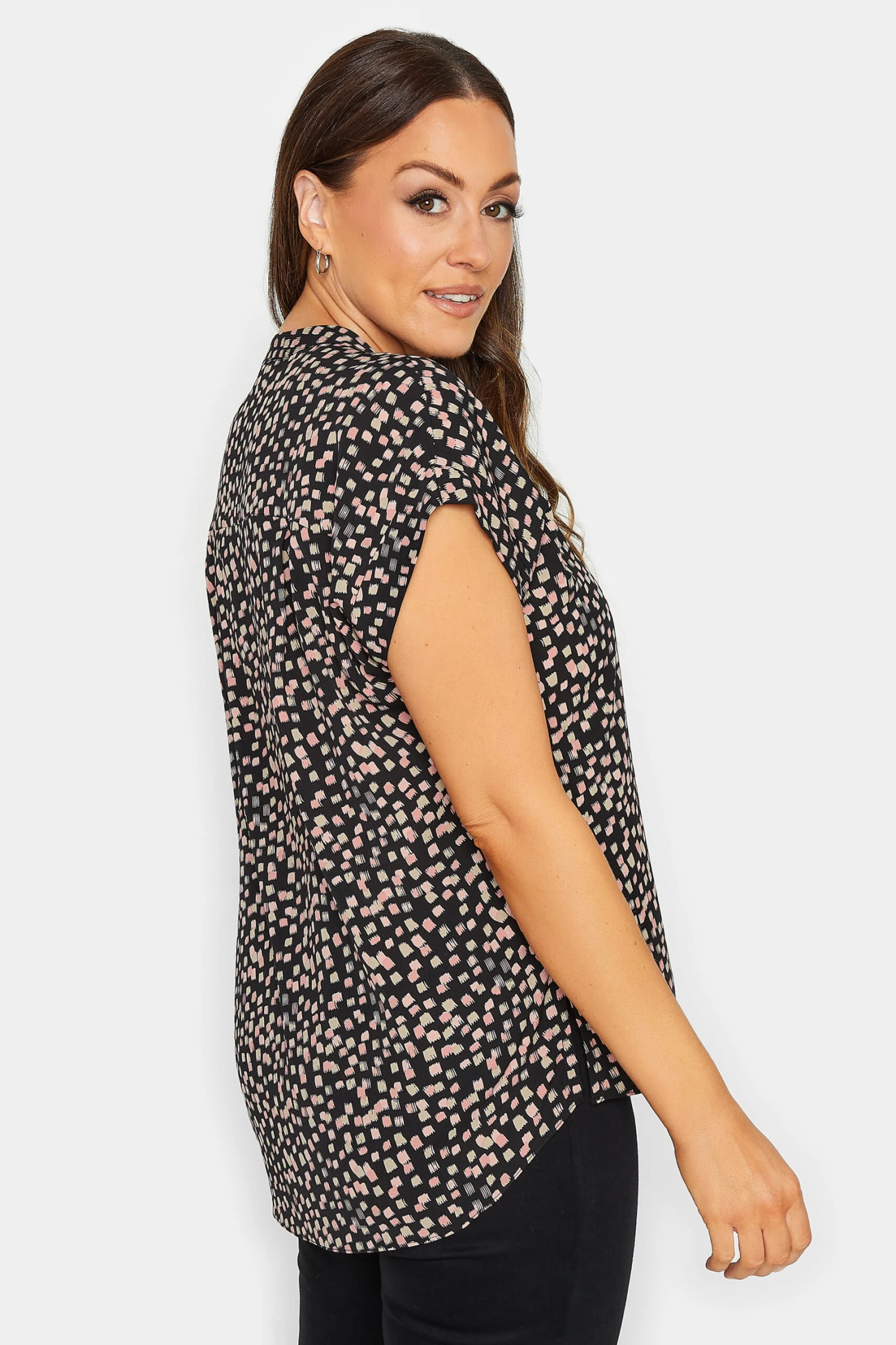 M&Co Black Spot Print V-Neck Blouse 3 M&Co Black Spot Print V-Neck Blouse - Image 3
