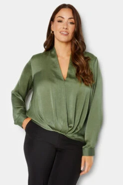 M&Co Green Wrap Front Blouse