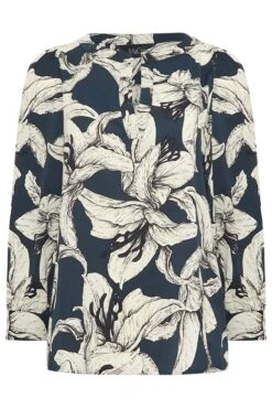 M&Co Blue Floral Print 3/4 Sleeve Blouse -M&Co Sales Store e0ff2aea 8310 45 550482 X scaled
