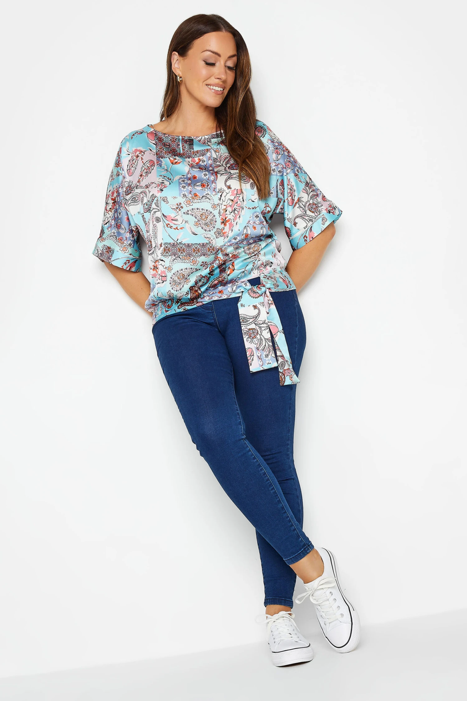 M&Co Blue Paisley Print Short Sleeve Blouse 2 M&Co Blue Paisley Print Short Sleeve Blouse - Image 2