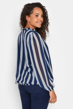 M&Co Navy Blue Stripe Tie Neck Blouse 9 M&Co Navy Blue Stripe Tie Neck Blouse -M&Co Sales Store e1abe574 95ac 4c 550269 C scaled