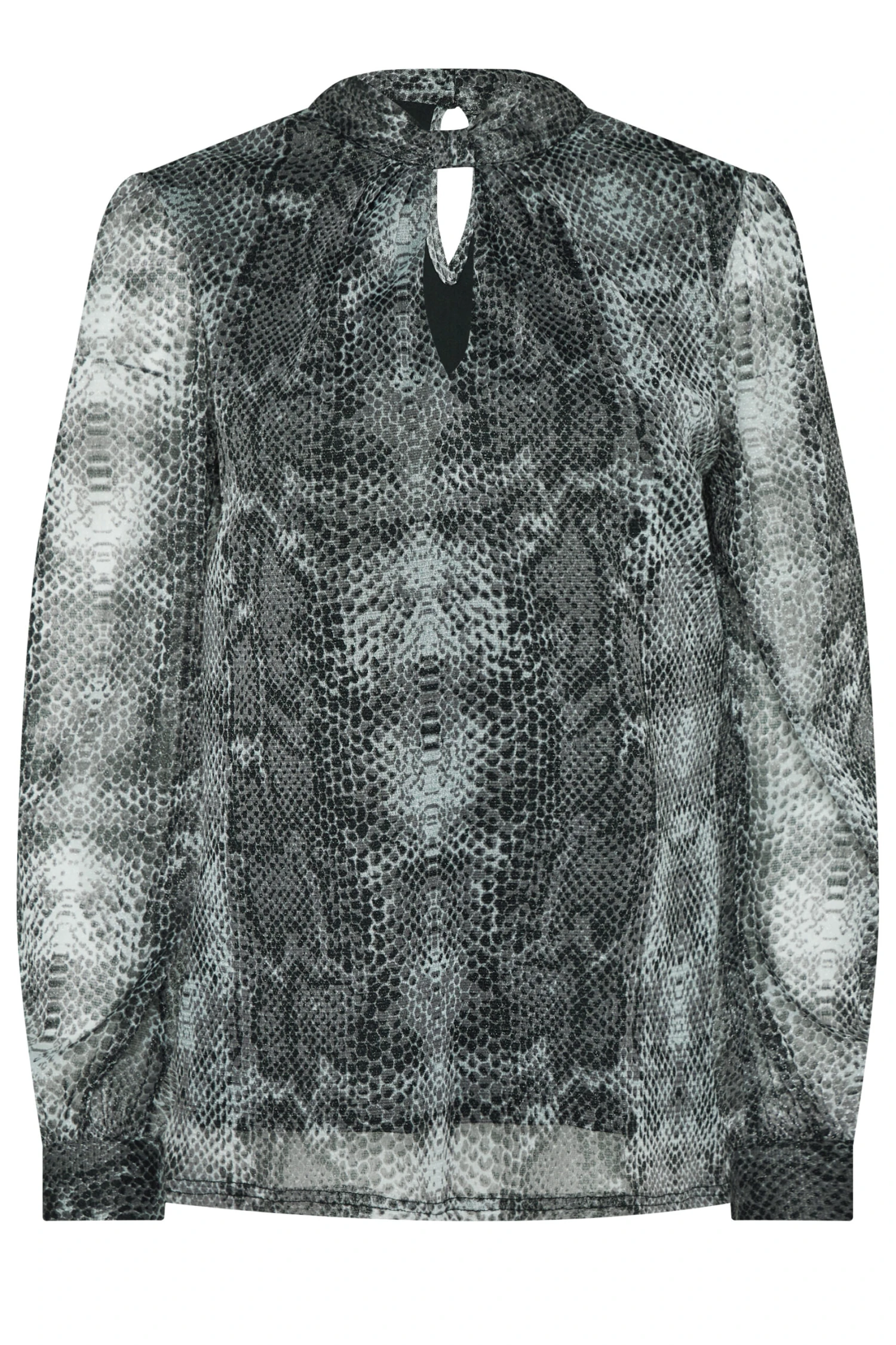 M&Co Charcoal Grey Snake Print Keyhole Blouse 6 M&Co Charcoal Grey Snake Print Keyhole Blouse - Image 6