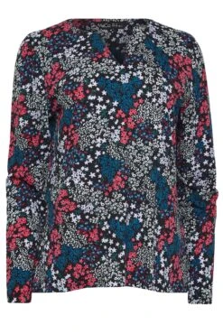 M&Co Black Ditsy Print Notch Neck Cotton T-Shirt -M&Co Sales Store e25b9260 2bc9 4a 500212 X scaled