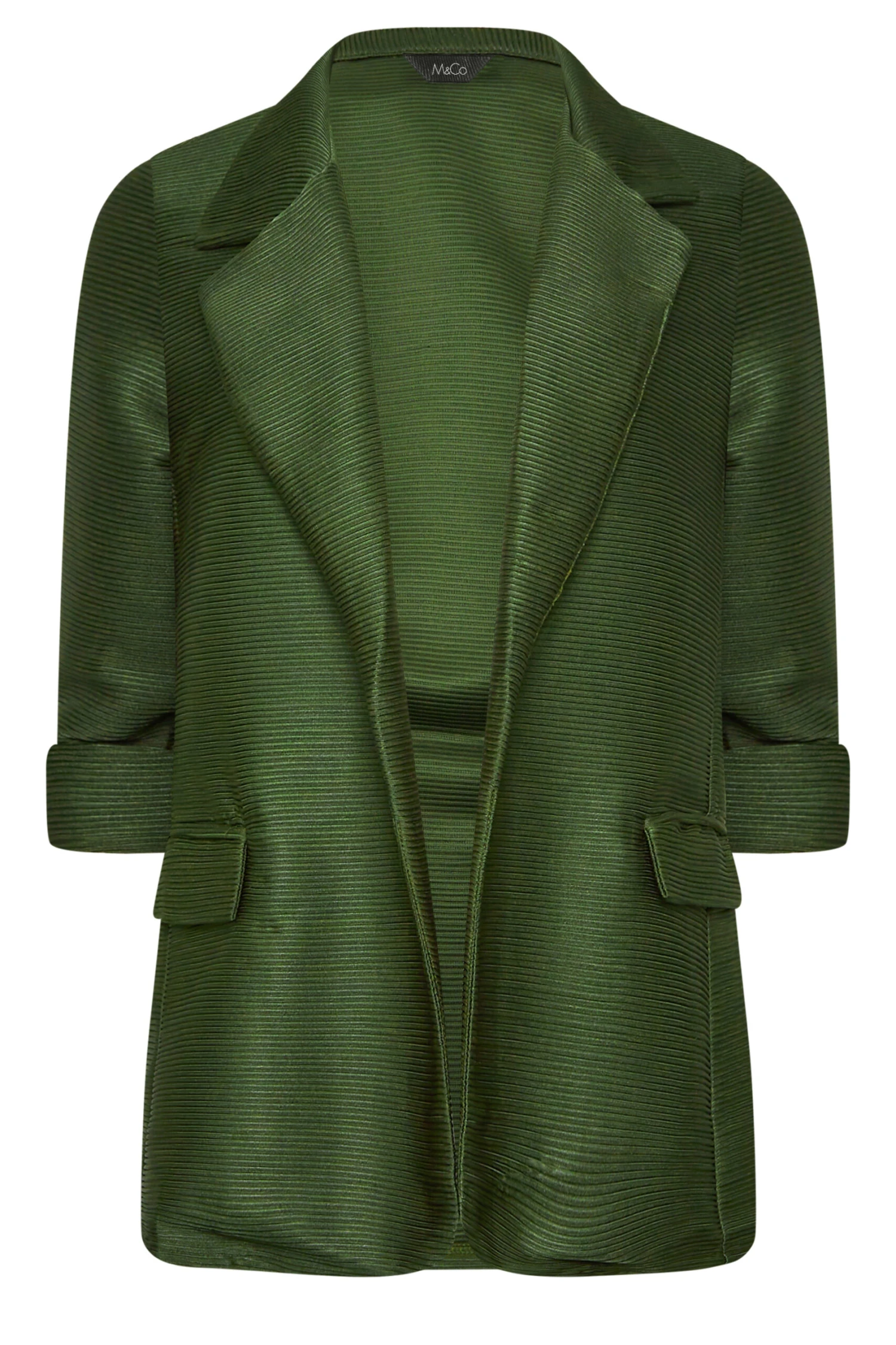 M&Co Khaki Green Textured Blazer 6 M&Co Khaki Green Textured Blazer - Image 6
