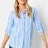 M&Co Blue Stripe Tab Sleeve Detail Shirt