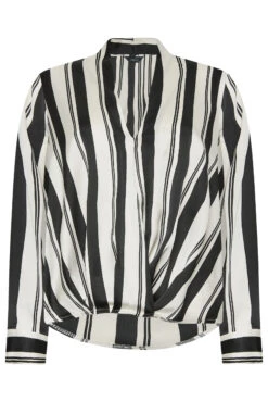 M&Co Black Stripe Print Wrap Front Blouse 12 M&Co Black Stripe Print Wrap Front Blouse -M&Co Sales Store e409354e 2015 40 550082 X scaled
