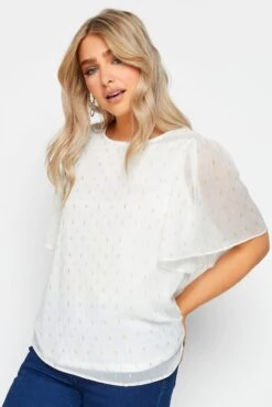 M&Co White Glitter Detail Blouse
