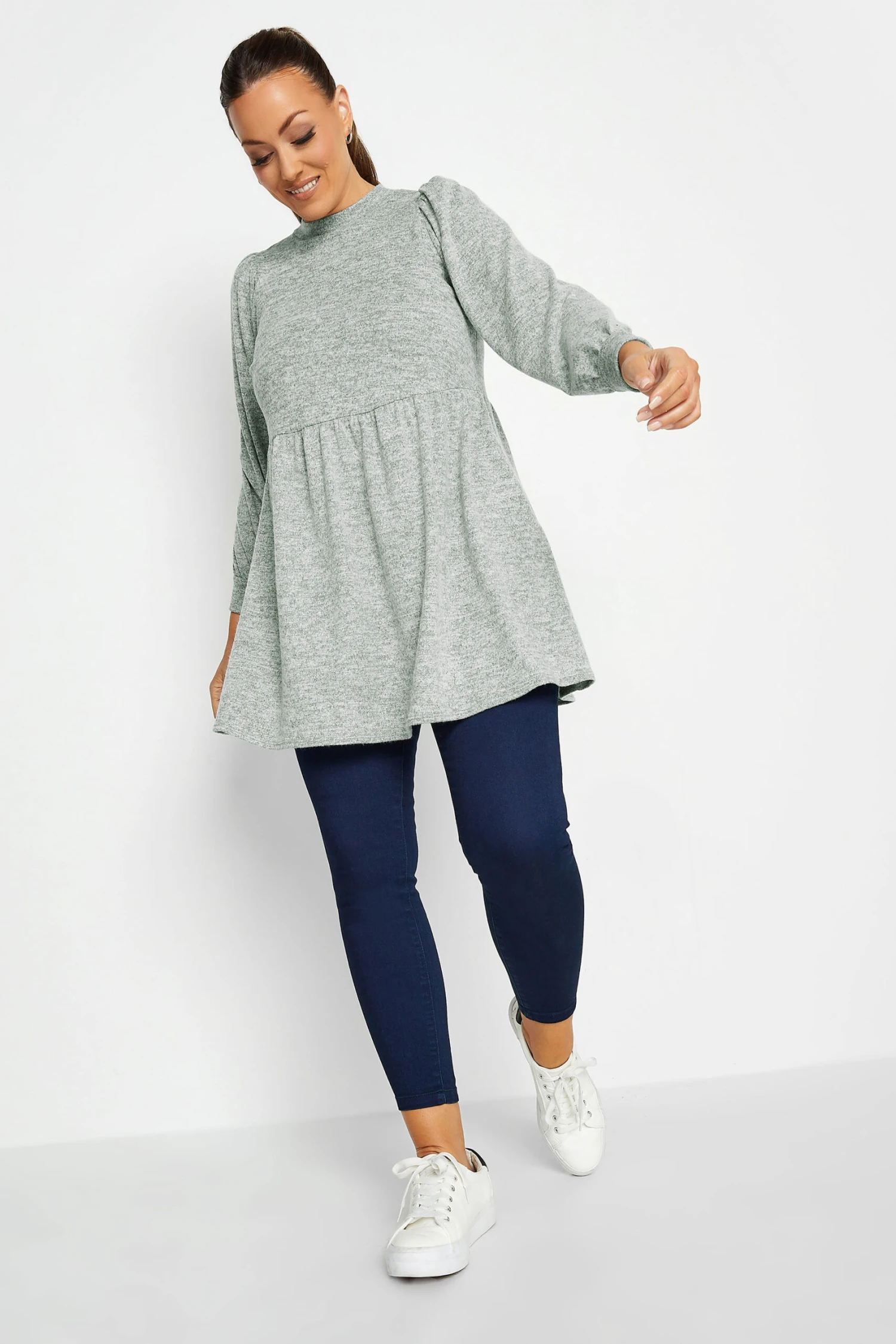 M&Co Grey Soft Touch Smock Top 2 M&Co Grey Soft Touch Smock Top - Image 2