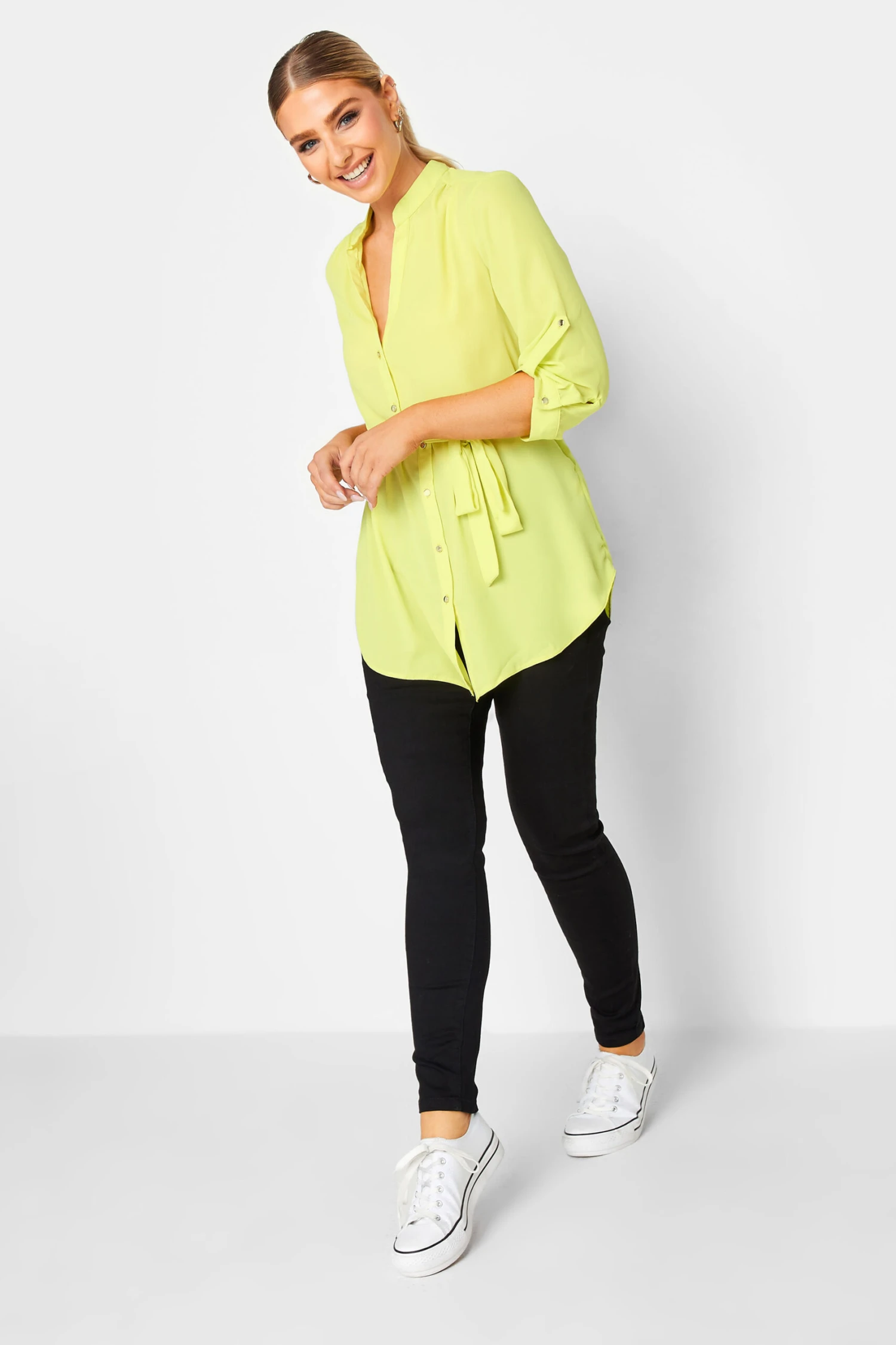 M&Co Lime Green Tie Waist Blouse 2 M&Co Lime Green Tie Waist Blouse - Image 2