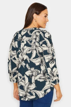 M&Co Blue Floral Print 3/4 Sleeve Blouse -M&Co Sales Store e7130fd7 0d96 41 550482 C scaled