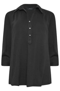 M&Co Black V-Neck Half Placket Shirt -M&Co Sales Store e8418000 fa00 45 550523 X scaled