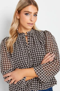 M&Co Black Geometric Print Tie Neck Blouse 10 M&Co Black Geometric Print Tie Neck Blouse -M&Co Sales Store e867e106 4bfd 4c 550276 D scaled