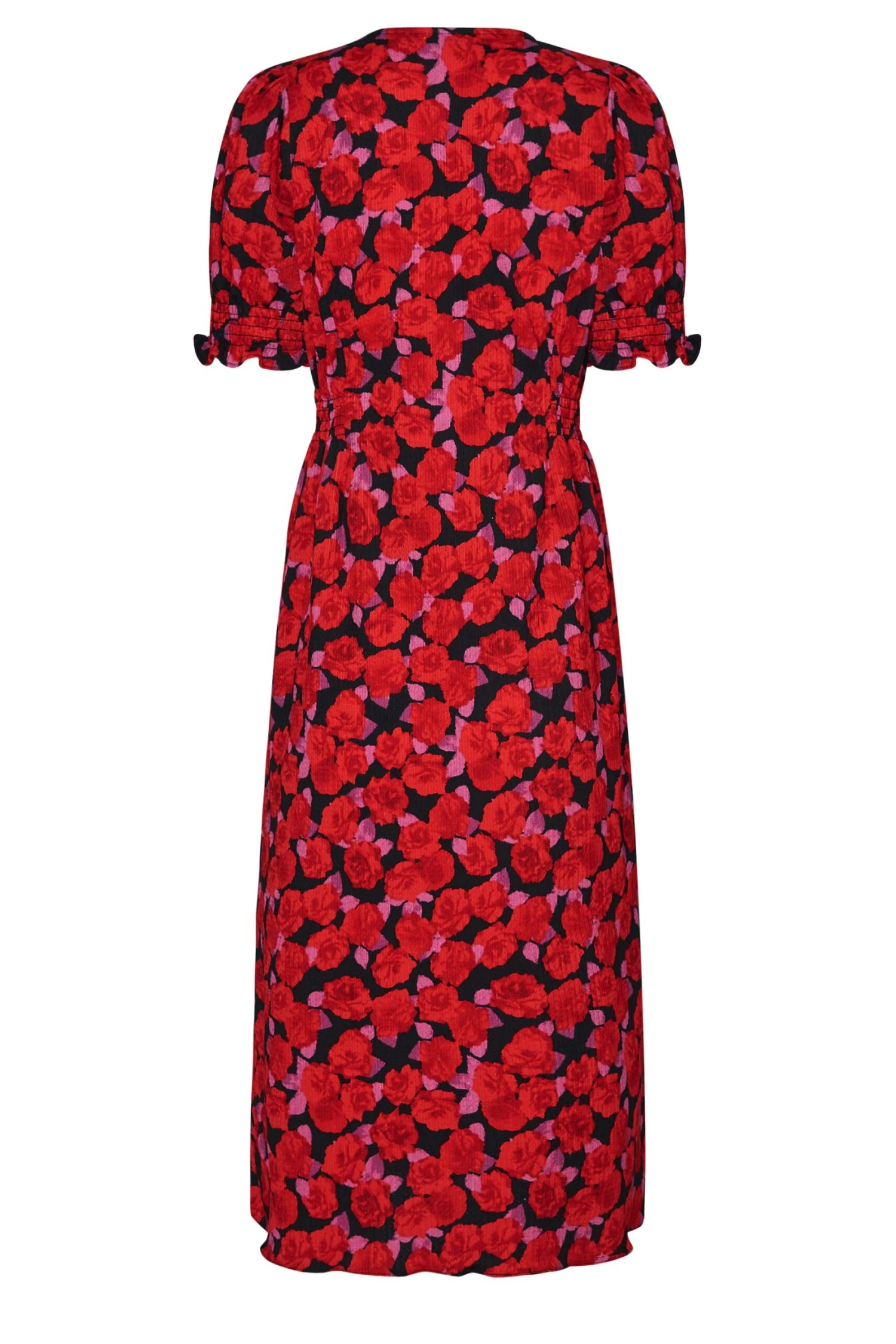 M&Co Red Floral Print Button Through Dress 7 M&Co Red Floral Print Button Through Dress - Image 7