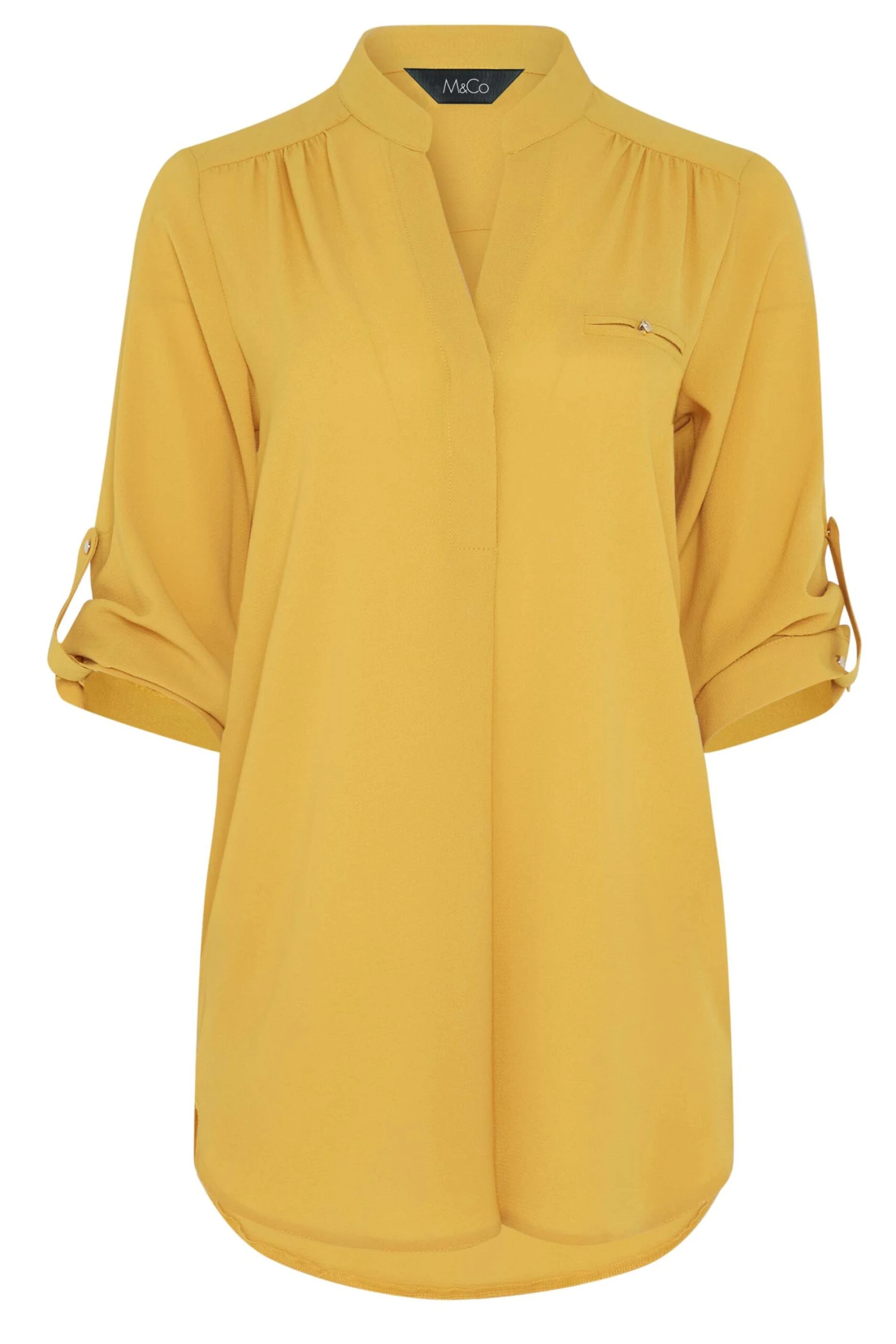 M&Co Mustard Yellow Tab Sleeve Blouse 6 M&Co Mustard Yellow Tab Sleeve Blouse - Image 6