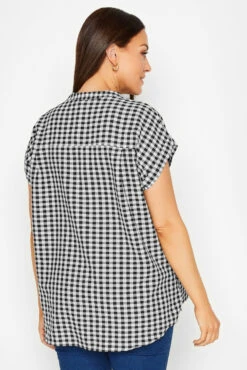 M&Co Black Gingham Grown On Sleeve Top