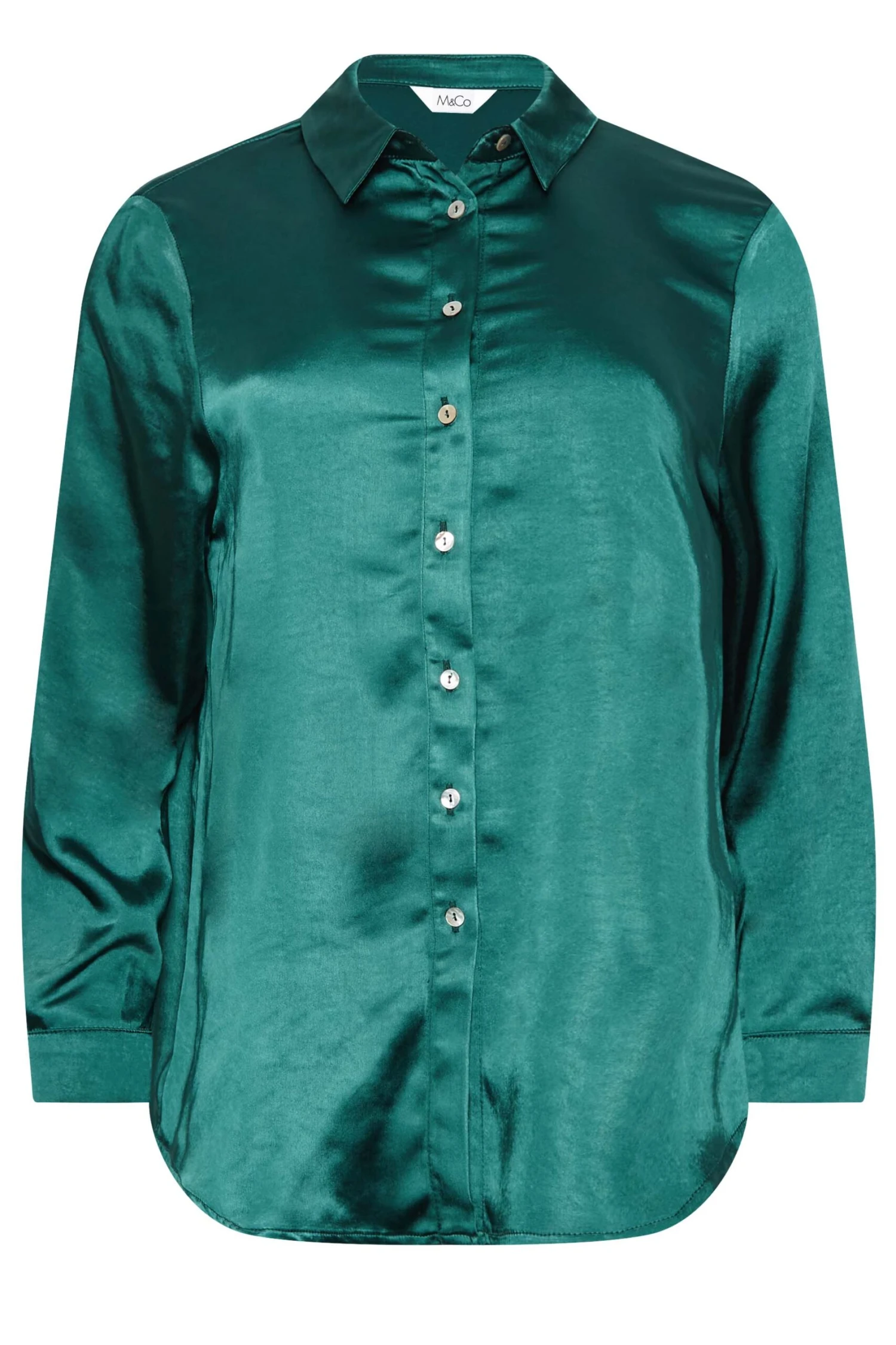 M&Co Emerald Green Satin Shirt 6 M&Co Emerald Green Satin Shirt - Image 6