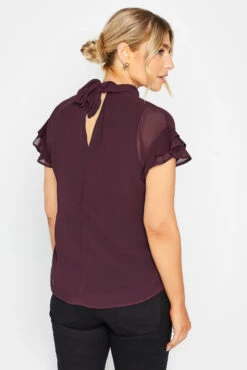 M&Co Dark Purple High Neck Frill Sleeve Blouse 9 M&Co Dark Purple High Neck Frill Sleeve Blouse -M&Co Sales Store ec7711c6 b46f 41 550551 C scaled