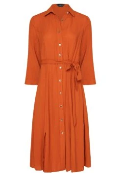 M&Co Orange Tie Waist Button Through Shirt Dress -M&Co Sales Store ed0d05da 8435 44 550383 X scaled