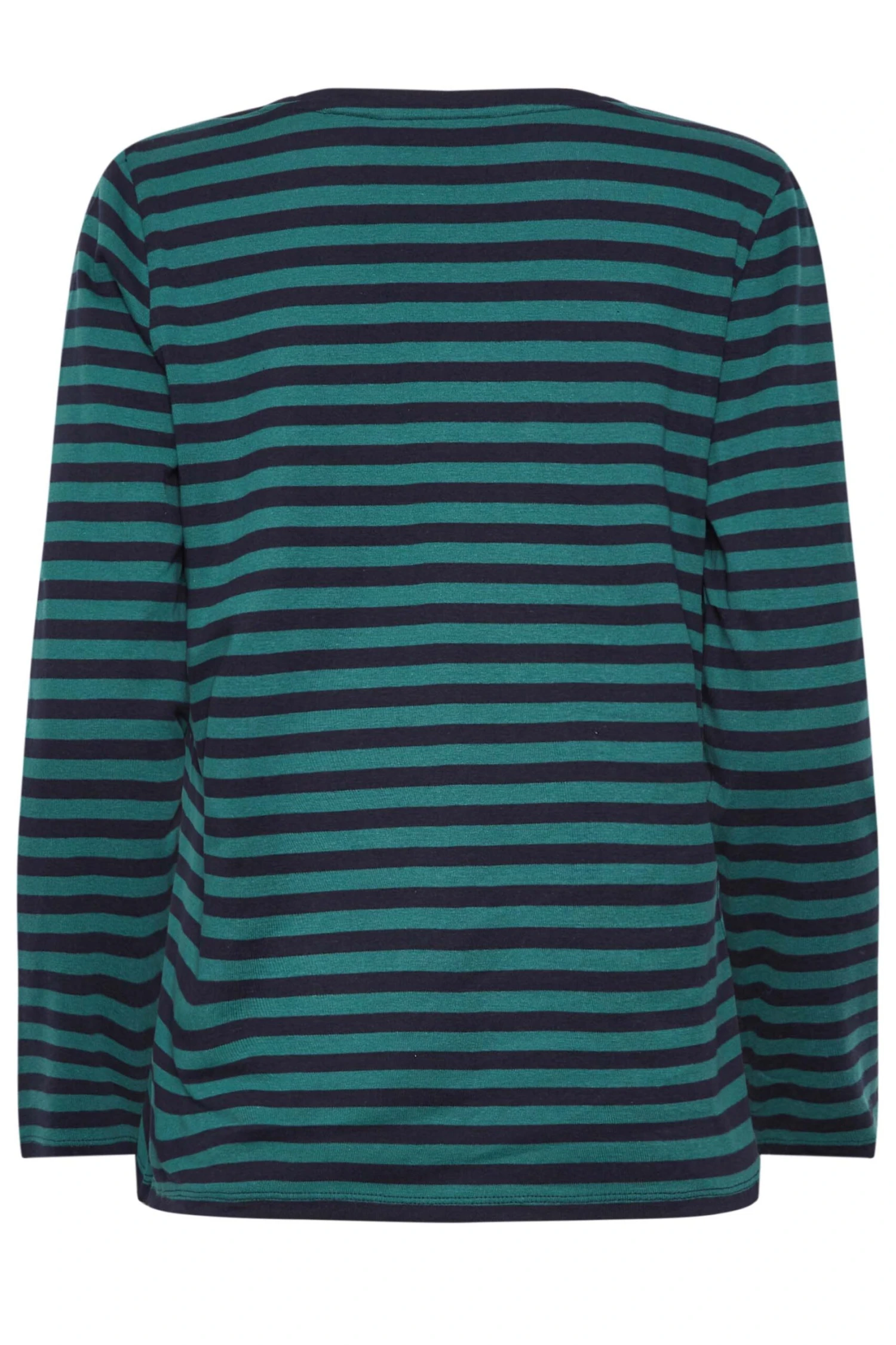 M&Co Teal Blue Stripe V-Neck Long Sleeve Cotton T-Shirt 7 M&Co Teal Blue Stripe V-Neck Long Sleeve Cotton T-Shirt - Image 7