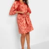 M&Co Orange Zig Zag Print Tie Front Midi Dress