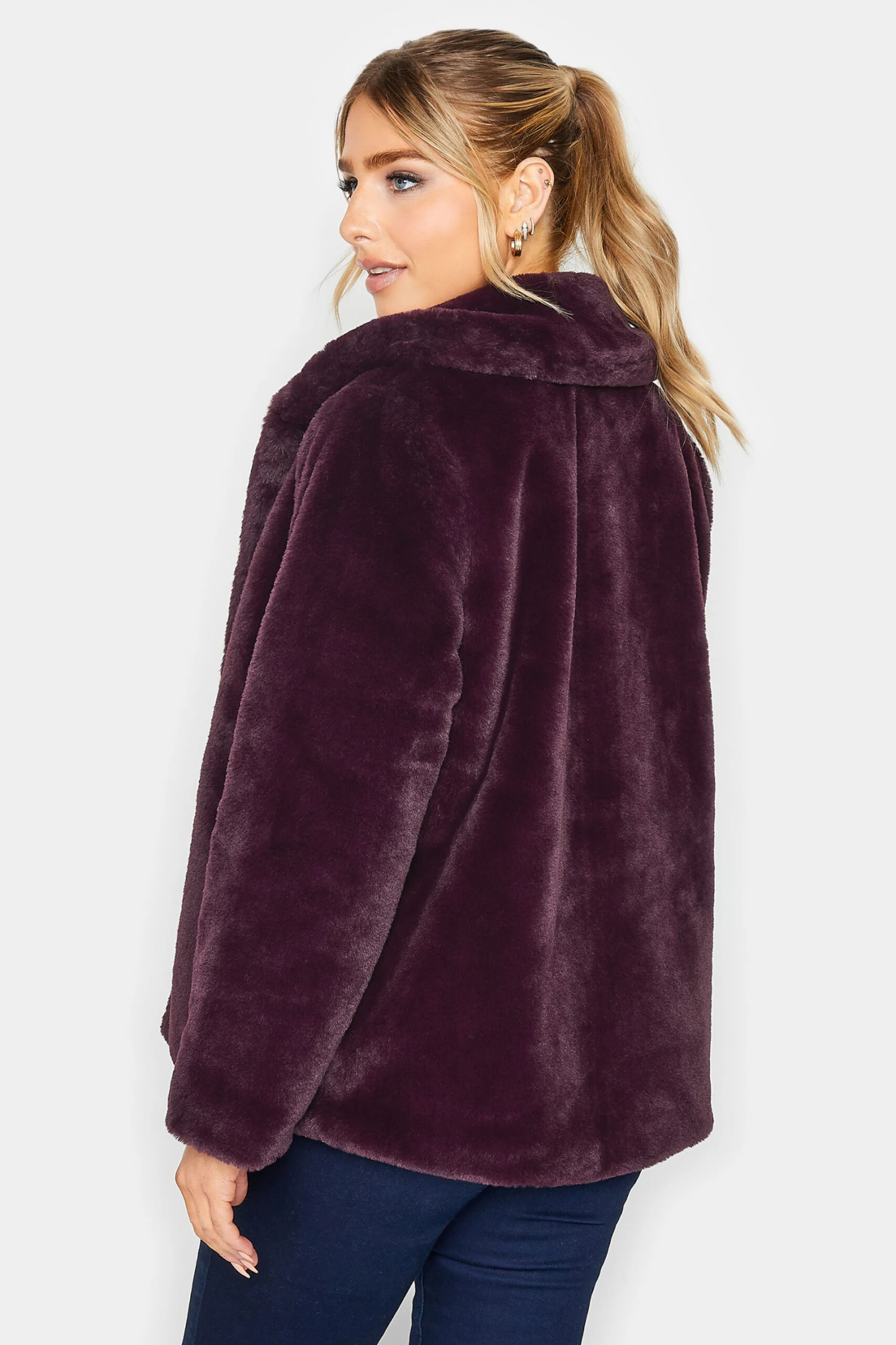 M&Co Berry Red Faux Fur Coat 3 M&Co Berry Red Faux Fur Coat - Image 3