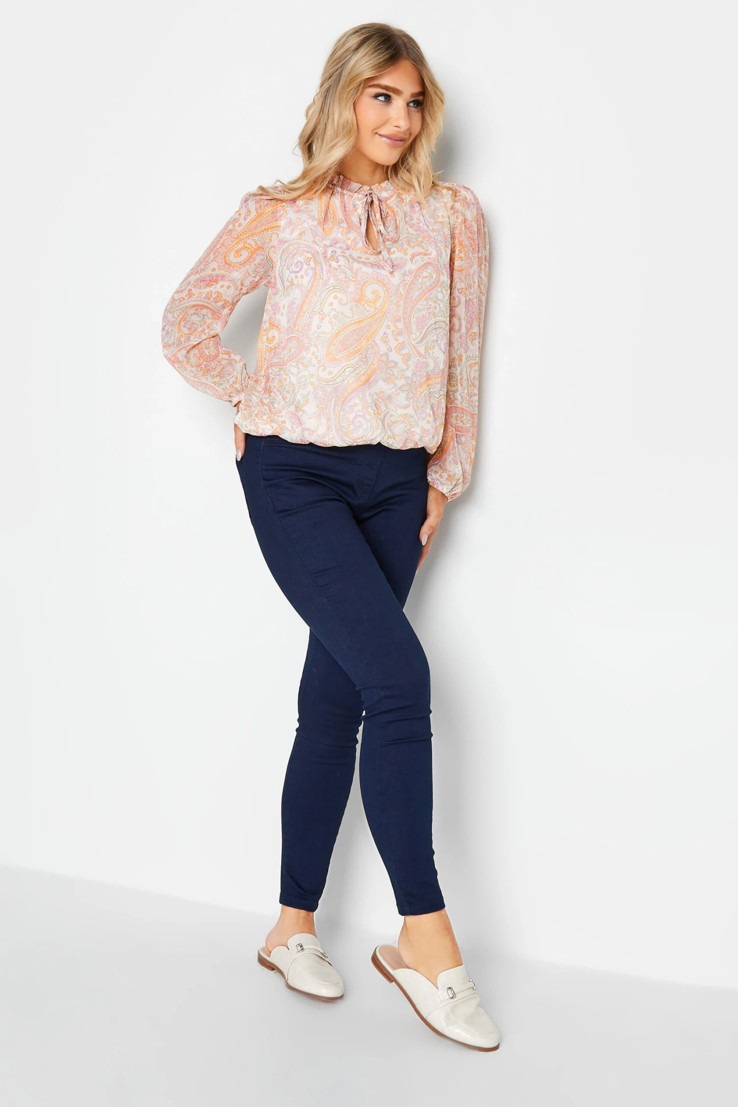 M&Co White Paisley Print High Neck Blouse 2 M&Co White Paisley Print High Neck Blouse - Image 2