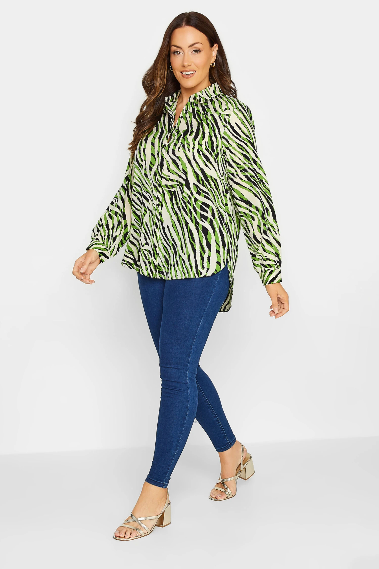 M&Co Green Zebra Print Long Sleeve Shirt 2 M&Co Green Zebra Print Long Sleeve Shirt - Image 2