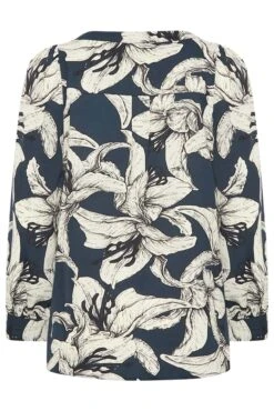 M&Co Blue Floral Print 3/4 Sleeve Blouse -M&Co Sales Store f0091102 2f0c 43 550482 Y scaled