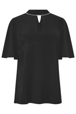 M&Co Black Embellished Neck Keyhole Blouse -M&Co Sales Store f1baee36 0c24 45 550310 X scaled