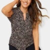 M&Co Black Spot Print V-Neck Blouse