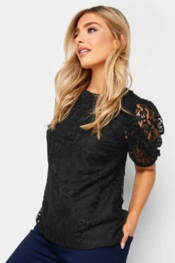 M&Co Black Lace Floral Blouse