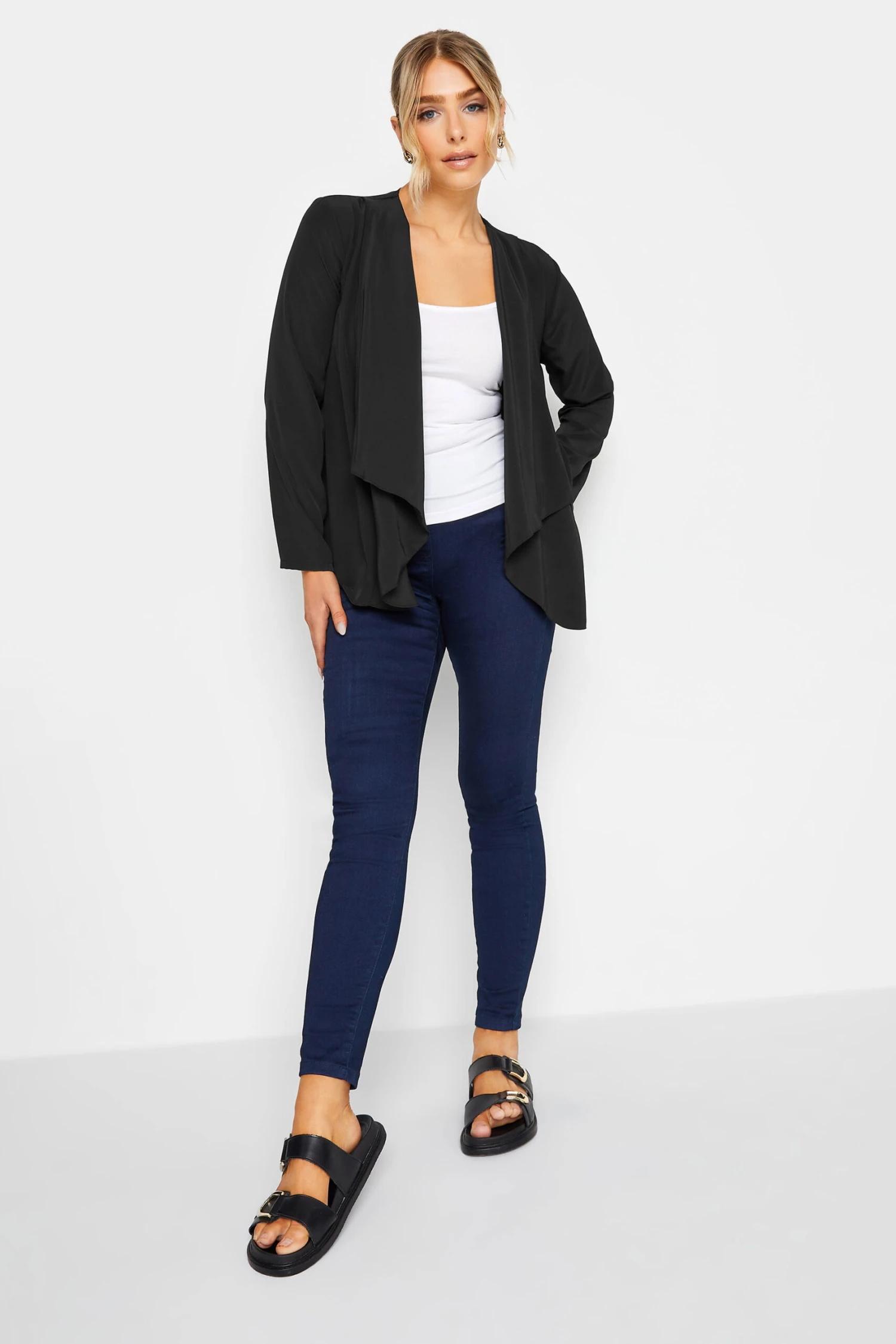 M&Co Black Jersey Waterfall Jacket 2 M&Co Black Jersey Waterfall Jacket - Image 2