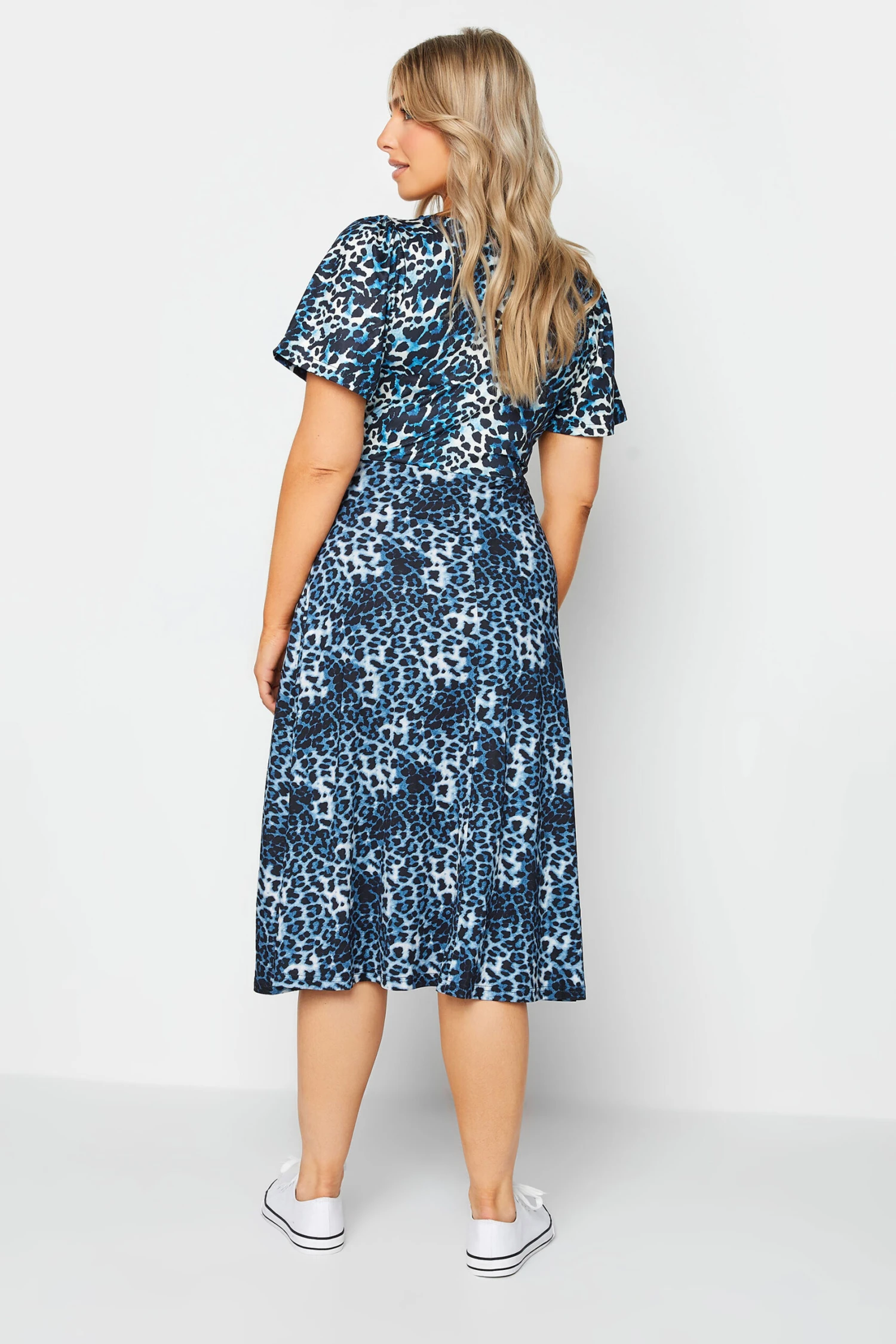 M&Co Blue Animal Print Midi Dress 3 M&Co Blue Animal Print Midi Dress - Image 3