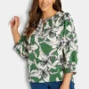 M&Co Green Floral Print 3/4 Sleeve Blouse