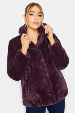 M&Co Berry Red Faux Fur Coat