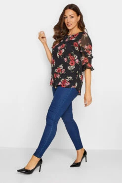 M&Co Black & Red Floral Double Frill Sleeve Blouse 10 M&Co Black & Red Floral Double Frill Sleeve Blouse -M&Co Sales Store f57e6ee0 9ac3 40 550194 C scaled