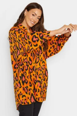 M&Co Orange Leopard Print Blouse