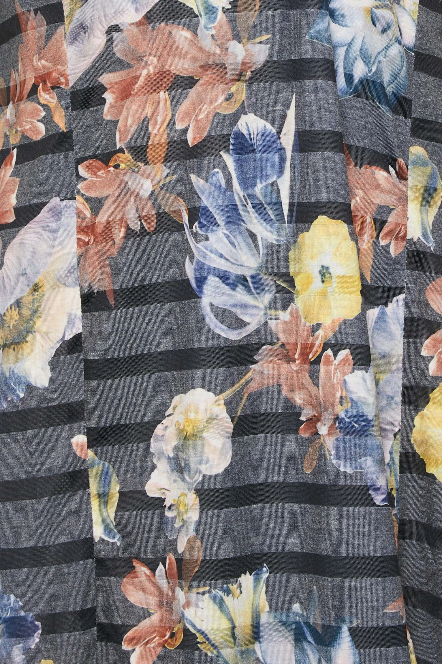 M&Co Grey Floral Stripe Angel Sleeve Split Hem Midi Dress 5 M&Co Grey Floral Stripe Angel Sleeve Split Hem Midi Dress - Image 5