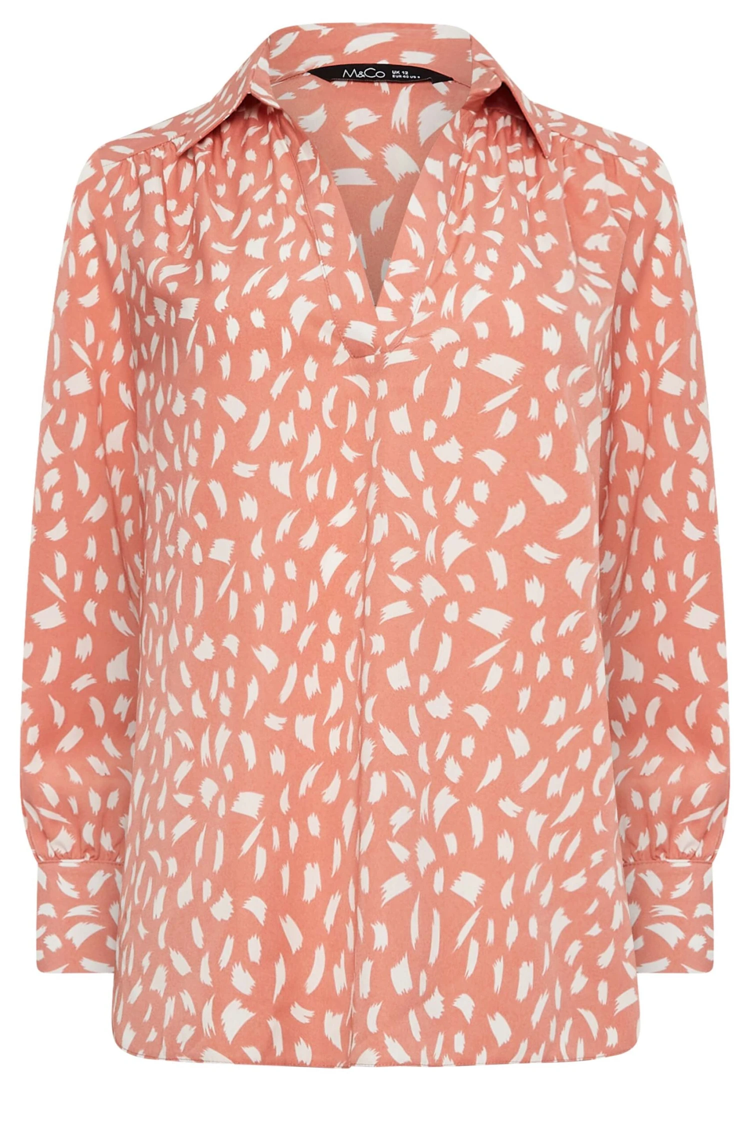 M&Co Pink Brush Stroke Print Half Placket Shirt 6 M&Co Pink Brush Stroke Print Half Placket Shirt - Image 6