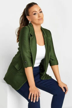 M&Co Khaki Green Textured Blazer